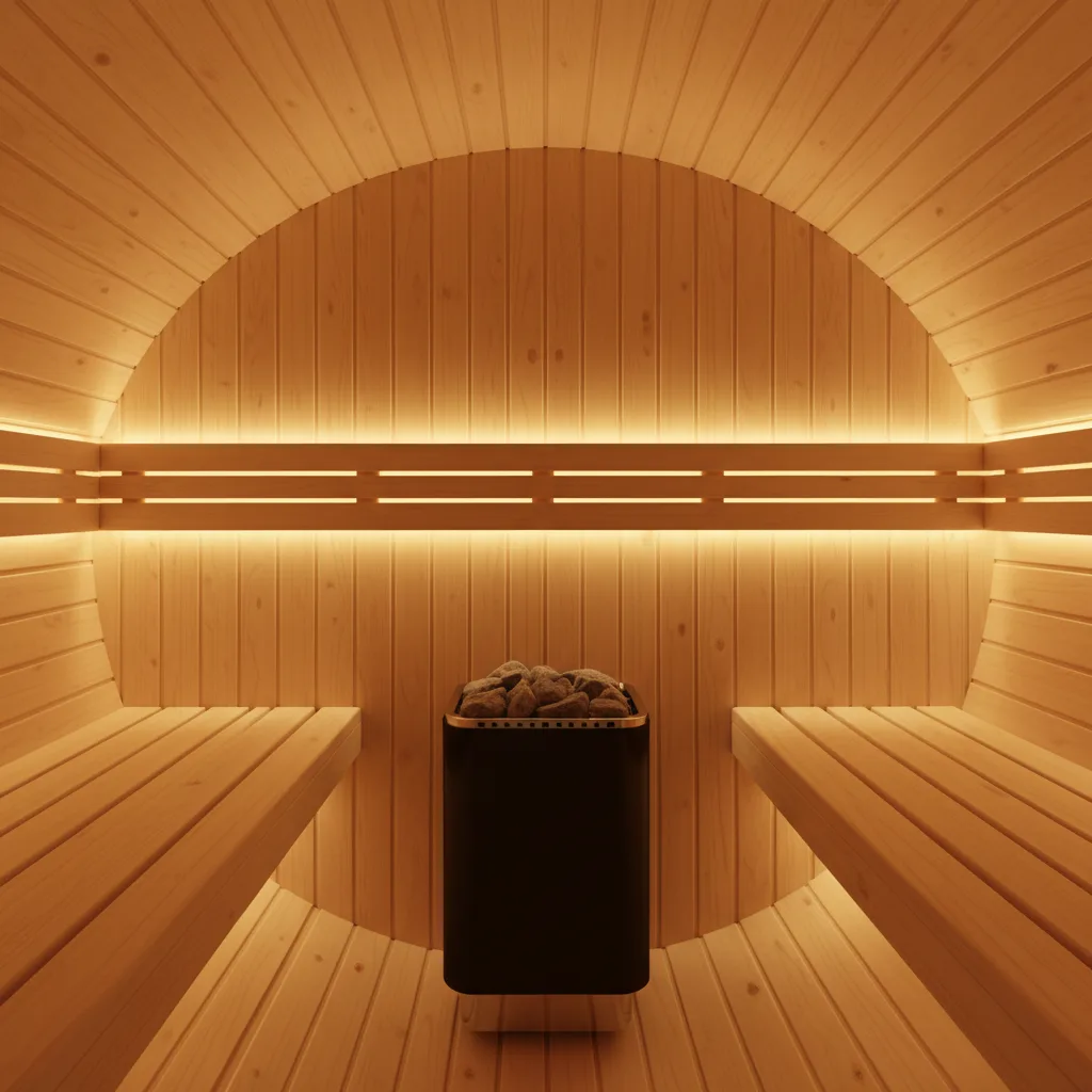 FinnTherm Sam Premium Fasssauna Innenraum